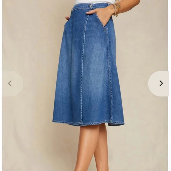 AMO Denim Marie Wrap Skirt - Wistfull Size Small Medium Wash - Picture 2 of 10